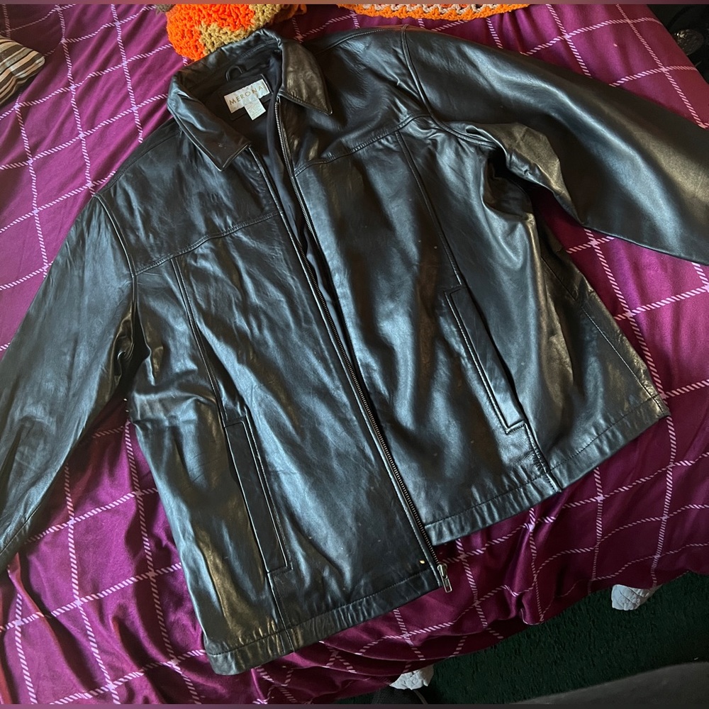 Merona Black Leather Jacket XL